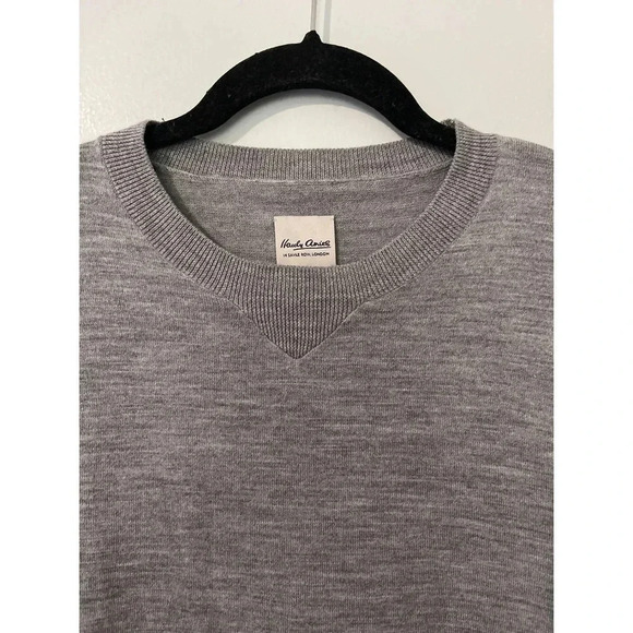 Hardy Amies Sweater Men’s Size L Gray Teal Merino Wool‎ Crew Savile Row London - Picture 4 of 9